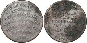 R3241 USA New Hampshire Portsmouth Half Penny Coal 1837 -> Make Offer