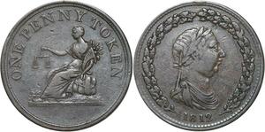 R3248 Rare Canada One Penny Token Thomas Halliday 1812 9 Leaves -> Make Offer