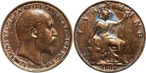 R3256 Fake United Kingdom Farthing Edward VII 1908 Manque Plaquage -> Make Offer