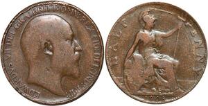 R3265 United Kingdom 1/2 Penny Edward VII 1908 -> Make Offer