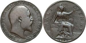 R3273 Rare Inédit !! United Kingdom 1/2 Penny Edward VII 1902 on 1674 -> M Offer