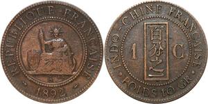 R3285 Indochina 1 Cent Liberty 1892 A Paris -> Make Offer