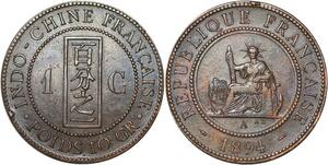 R3333 French Indochina 1 Cent Liberty 1894 A Paris AU -> Make Offer