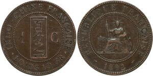 R3340 French Indochina 1 Cent Liberty 1892 A Paris AU -> Make Offer