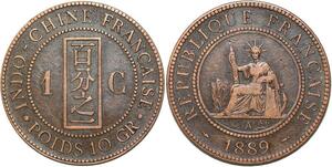 R3350 French Indochina 1 Cent Liberty 1889 A Paris -> Make Offer