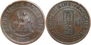 R3353 French Indochina 1 Cent Liberty 1887 A Paris -> Make Offer