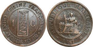 R3354 French Indochina 1 Cent Liberty 1887 A Paris -> Make Offer