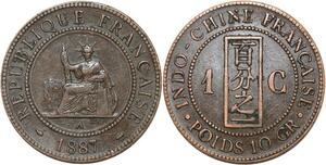 R3355 French Indochina 1 Cent Liberty 1887 A Paris XF+ -> Make Offer