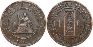 R3361 French Indochina 1 Cent Liberty 1887 A Paris XF+ -> Make Offer