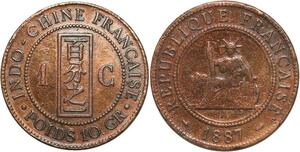 R3363 French Indochina 1 Cent Liberty 1887 A Paris -> Make Offer