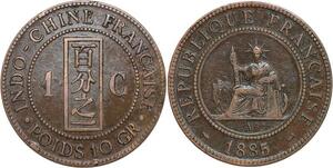 R3371 French Indochina 1 Cent Liberty 1885 A Paris XF+ -> Make Offer