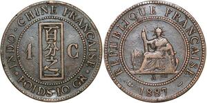 R3375 French Indochina 1 Cent Liberty 1887 A Paris -> Make Offer