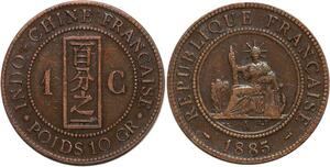 R3378 French Indochina 1 Cent Liberty 1885 A Paris AU -> Make Offer