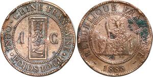 R3382 French Indochina 1 Cent Liberty 1885 A Paris -> Make Offer