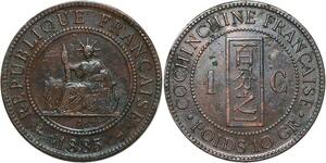 R3383 French Indochina 1 Cent Liberty 1885 A Paris AU -> Make Offer