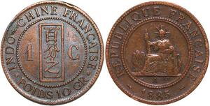 R3386 French Indochina 1 Cent Liberty 1885 A Paris -> Make Offer
