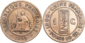 R3388 French Indochina 1 Cent Liberty 1892 A Paris -> Make Offer