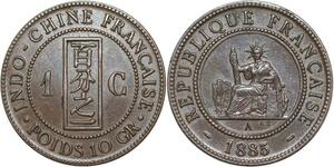 R3391 Rare French Indochina 1 Cent Liberty 1885 A Paris SUP AU -> Make Offer