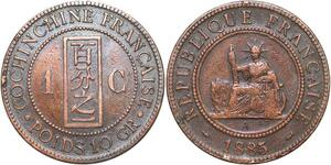 R3392 French Indochina 1 Cent Liberty 1885 A Paris -> Make Offer