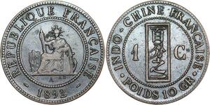 R3397 French Indochina 1 Cent Liberty 1892 A Paris -> Make Offer