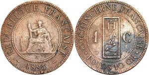 R3400 French Indochina 1 Cent Liberty 1885 A Paris -> Make Offer