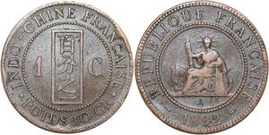 R3408 French Indochina 1 Cent Liberty 1892 A Paris -> Make Offer