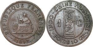 R3410 French Indochina 1 Cent Liberty 1892 A Paris -> Make Offer