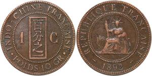 R3411 French Indochina 1 Cent Liberty 1892 A Paris -> Make Offer