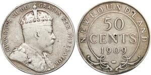 R3433 Canada Newfoundland 50 Cents Edward VII 1909 Silver -> Make Offer