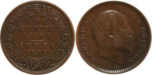 R3442 British India 1/4 Anna Edward VII 1907 Calcutta -> Make Offer