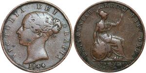 R3469 United Kingdom 1/2 Penny Victoria 1844 -> Make Offer