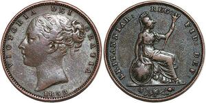 R3485 United Kingdom Farthing Victoria Raised letters 1853 -> Make Offer