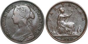 R3486 United Kingdom Farthing Victoria Toothes  borders 1860 -> Make Offer