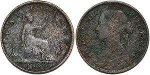R3488 United Kingdom Farthing Victoria Toothes borders 1860 -> Make Offer