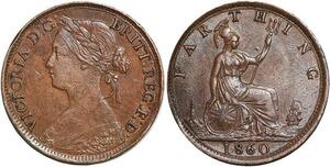 R3489 United Kingdom Farthing Victoria Toothes borders 1860 AU -> Make Offer