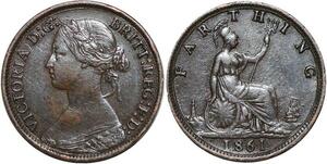 R3490 United Kingdom Farthing Victoria 1861 AU -> Make Offer