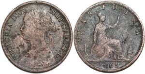 R3492 United Kingdom Farthing Victoria 1865/2 -> Make Offer