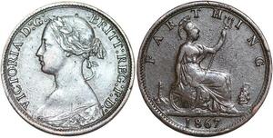 R3493 United Kingdom Farthing Victoria 1867 -> Make Offer