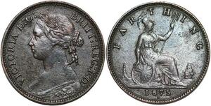 R3497 United Kingdom Farthing Victoria 1875 H Heaton -> Make Offer