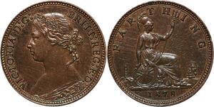 R3499 United Kingdom Farthing Victoria 1878 AU++ -> Make Offer