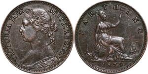 R3500 United Kingdom Farthing Victoria 1879 AU -> Make Offer