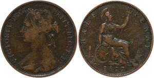 R3558 United Kingdom 1/2 Penny Victoria 1877 -> Make Offer
