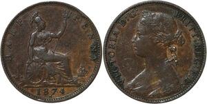 R3562 United Kingdom 1/2 Penny Victoria 1874 H Heaton -> Make Offer