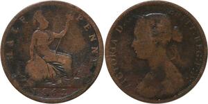 R3565 Rare United Kingdom 1/2 Penny Victoria 1862 C -> Make Offer