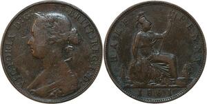 R3569 United Kingdom 1/2 Penny Victoria 1861 -> Make Offer