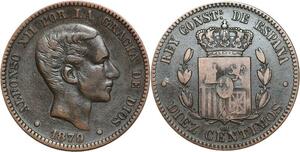 R3856 Spain 10 Centimos Alfonso XII 1879 OM -> Make Offer