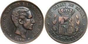 R3857 Spain 10 Centimos Alfonso XII 1879 OM -> Make Offer