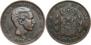 R3863 Spain 10 Centimos Alfonso XII 1877 OM -> Make Offer