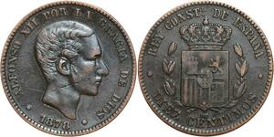 R3866 Spain 10 Centimos Alfonso XII 1878 OM -> Make Offer