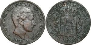 R3867 Spain 10 Centimos Alfonso XII 1878 OM -> Make Offer